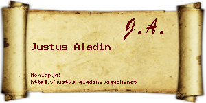 Justus Aladin névjegykártya